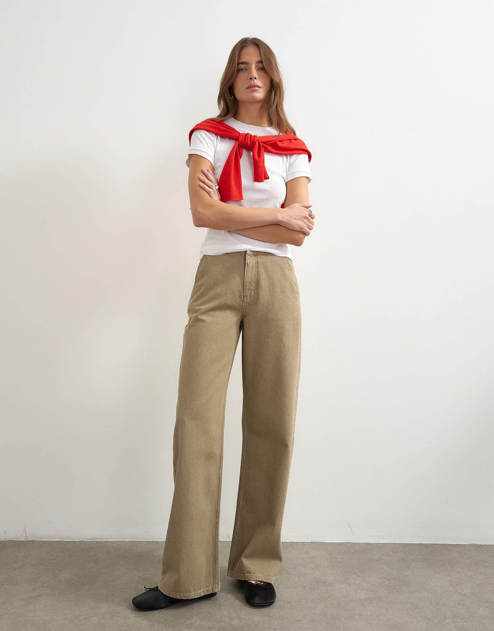 Topshop-Jeans ohne Bund in Beige
