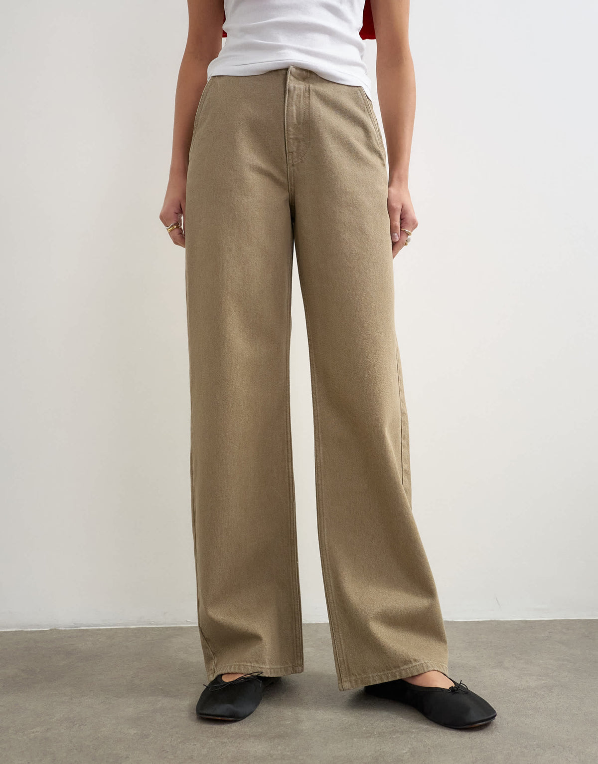 Topshop waistbandless jean in beige