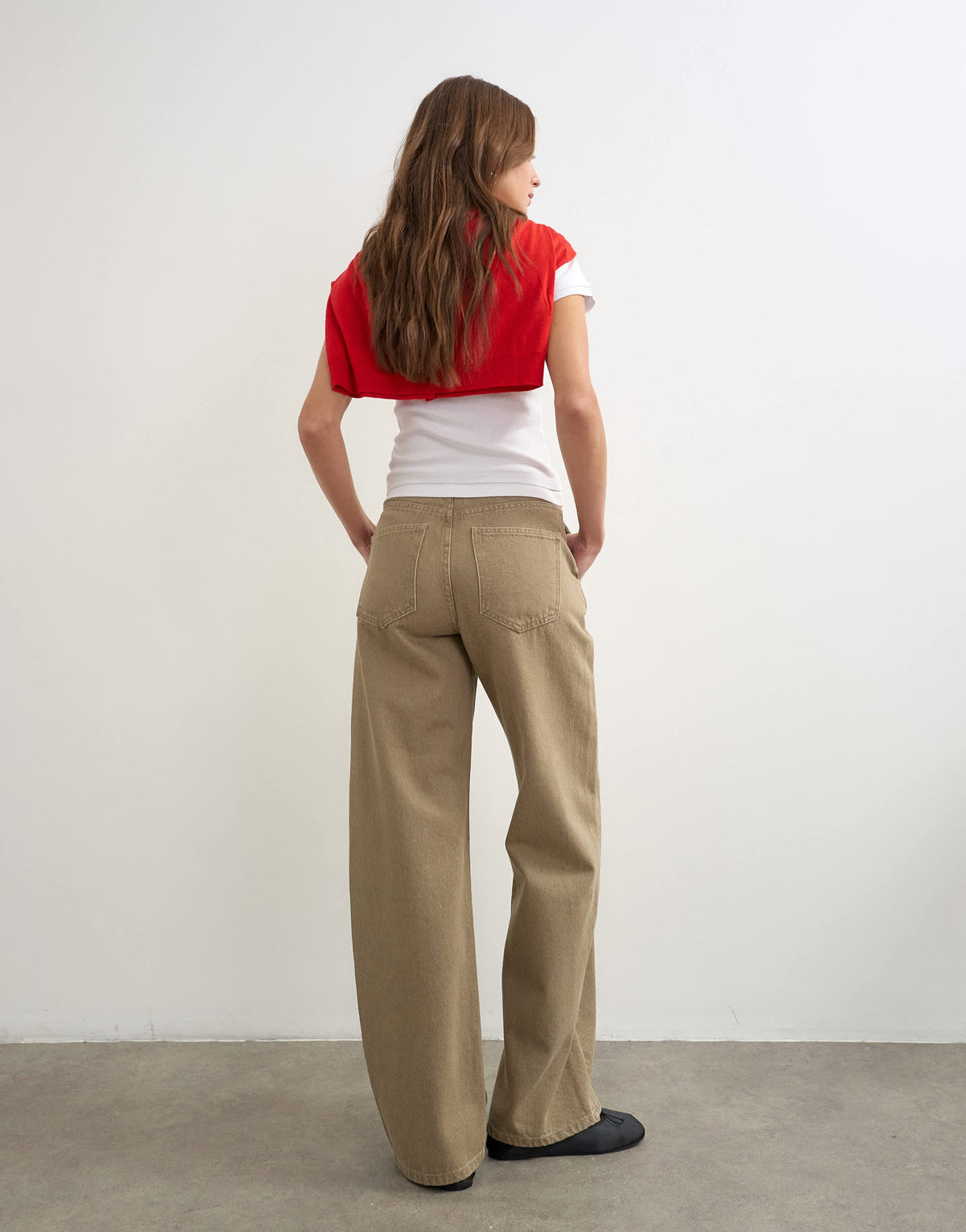 Topshop waistbandless jean in beige