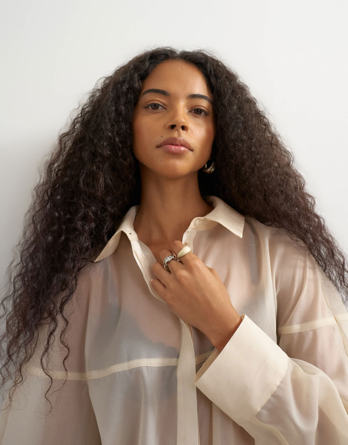 Topshop organza shirt in oyster