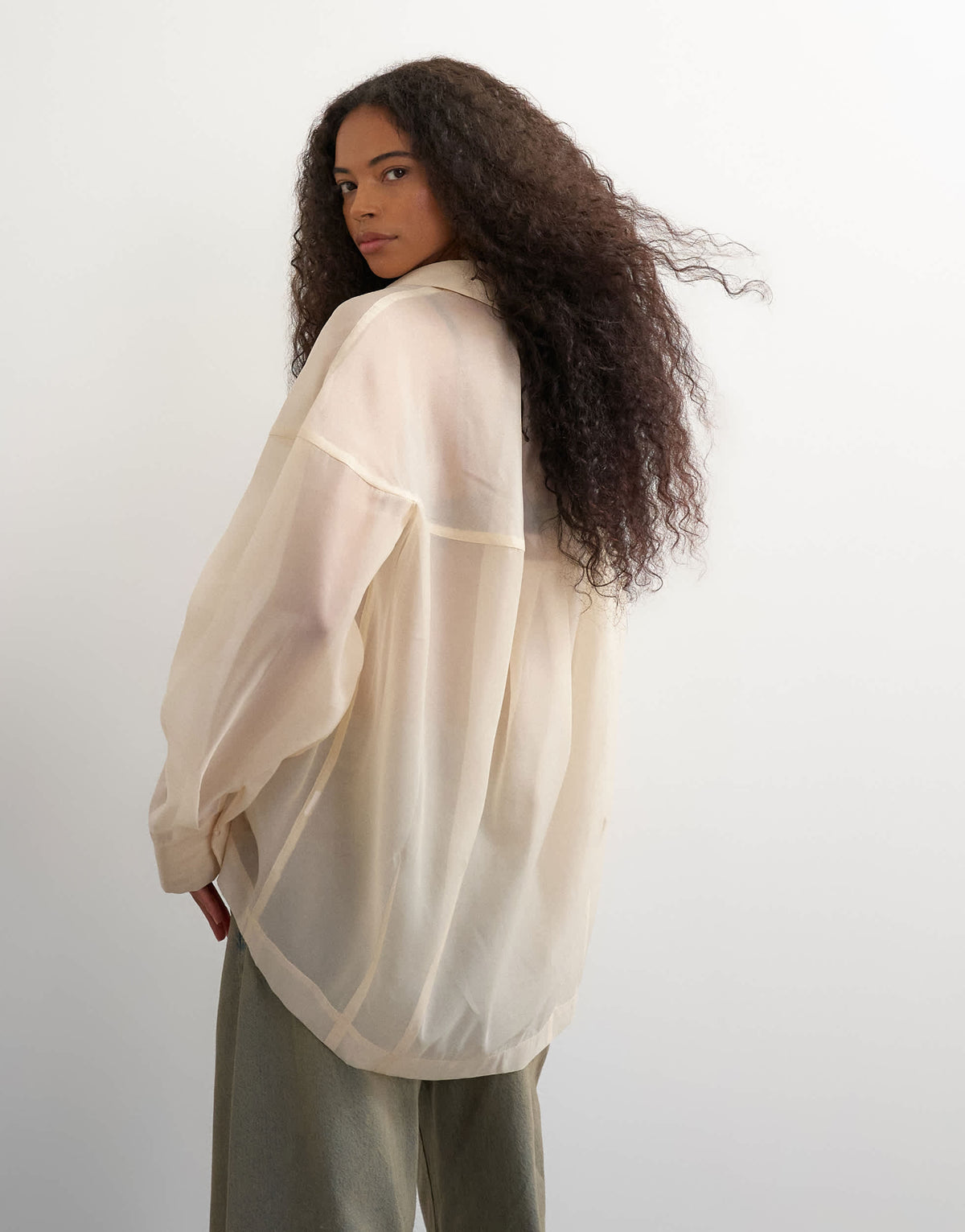 Topshop organza shirt in oyster