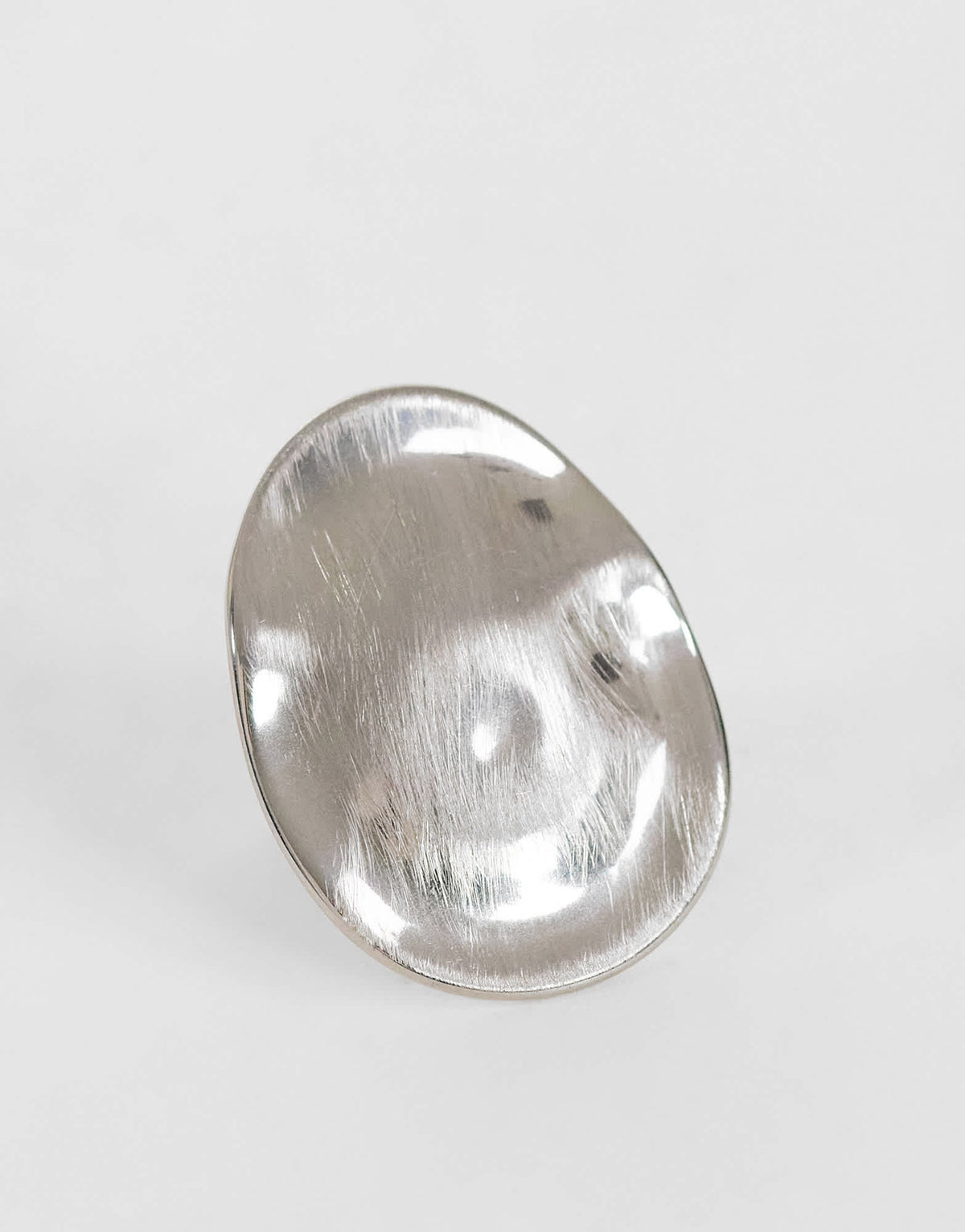 Topshop Romeo waterproof stainless steel disk ring in silver brushed