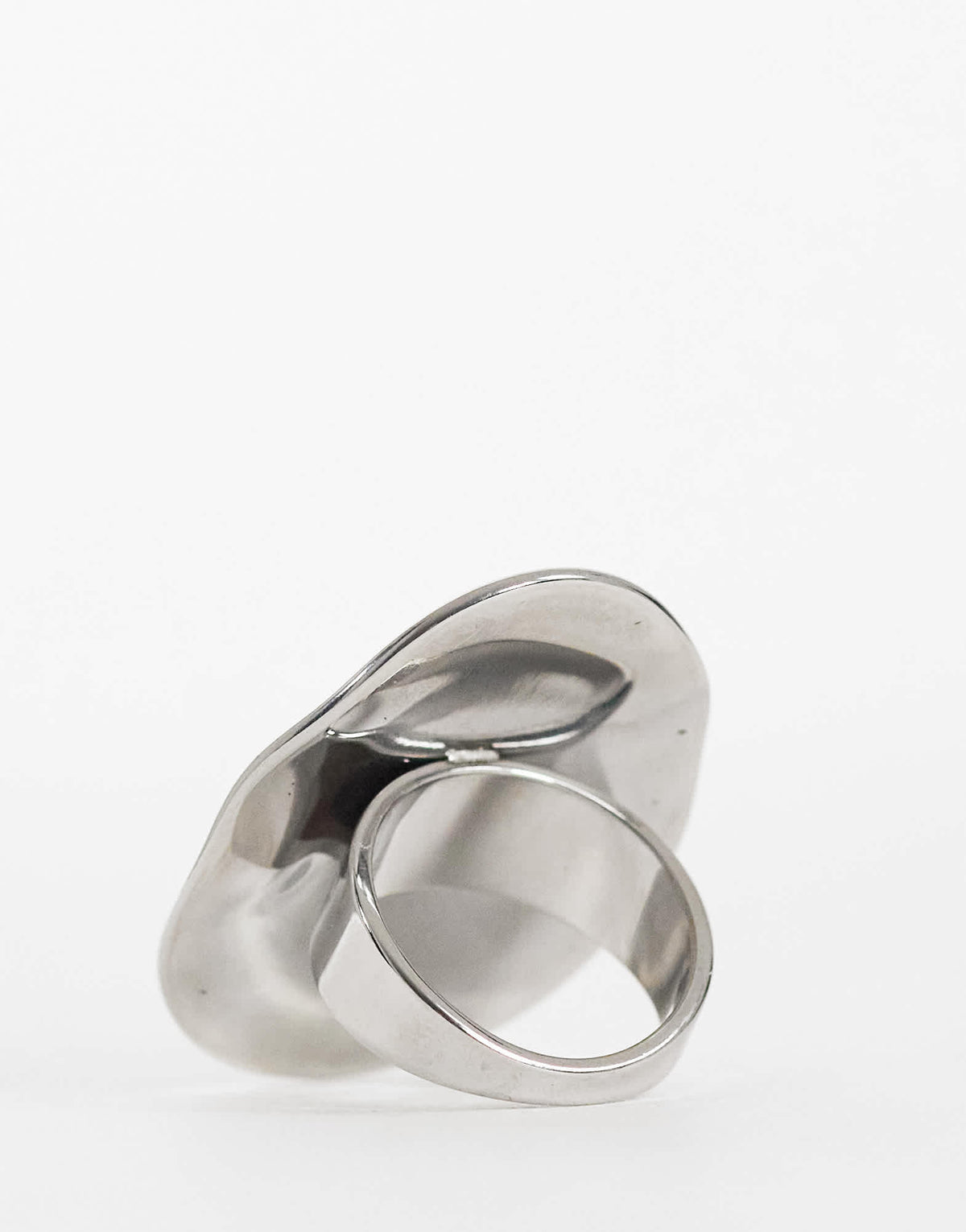 Topshop Romeo waterproof stainless steel disk ring in silver brushed
