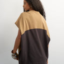 Topshop oversized colour block circle tank in stone and black