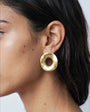 Topshop Francis waterproof stainless steel round earrings in gold brushed