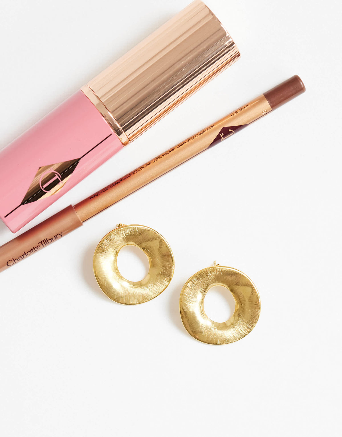 Topshop Francis waterproof stainless steel round earrings in gold brushed