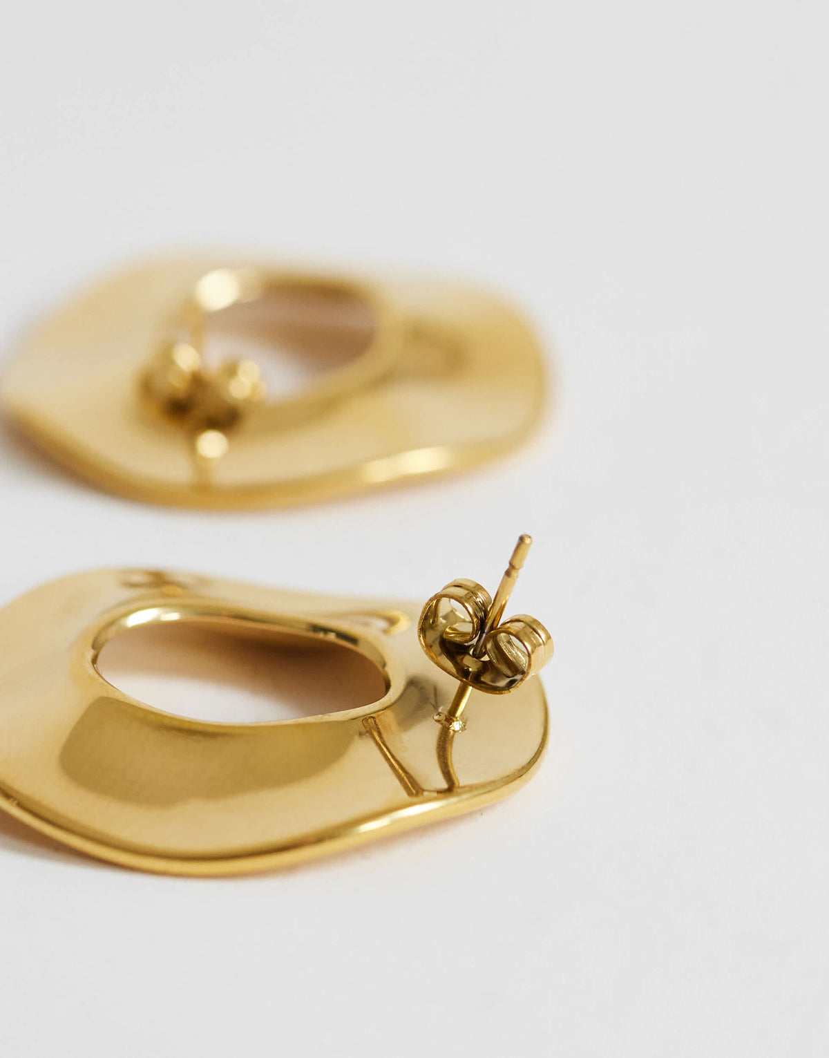 Topshop Francis waterproof stainless steel round earrings in gold brushed