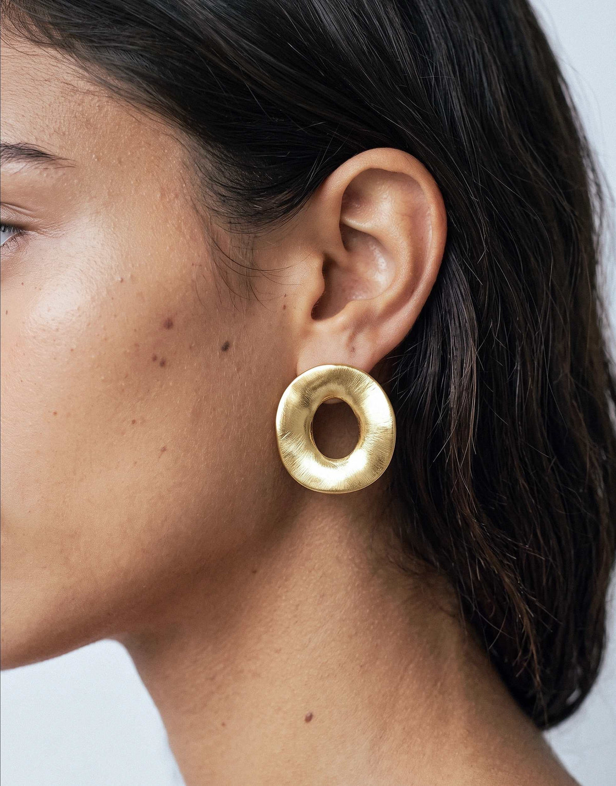 Topshop Francis waterproof stainless steel round earrings in gold brushed