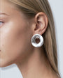 Topshop Francis waterproof stainless steel round earrings in silver brushed