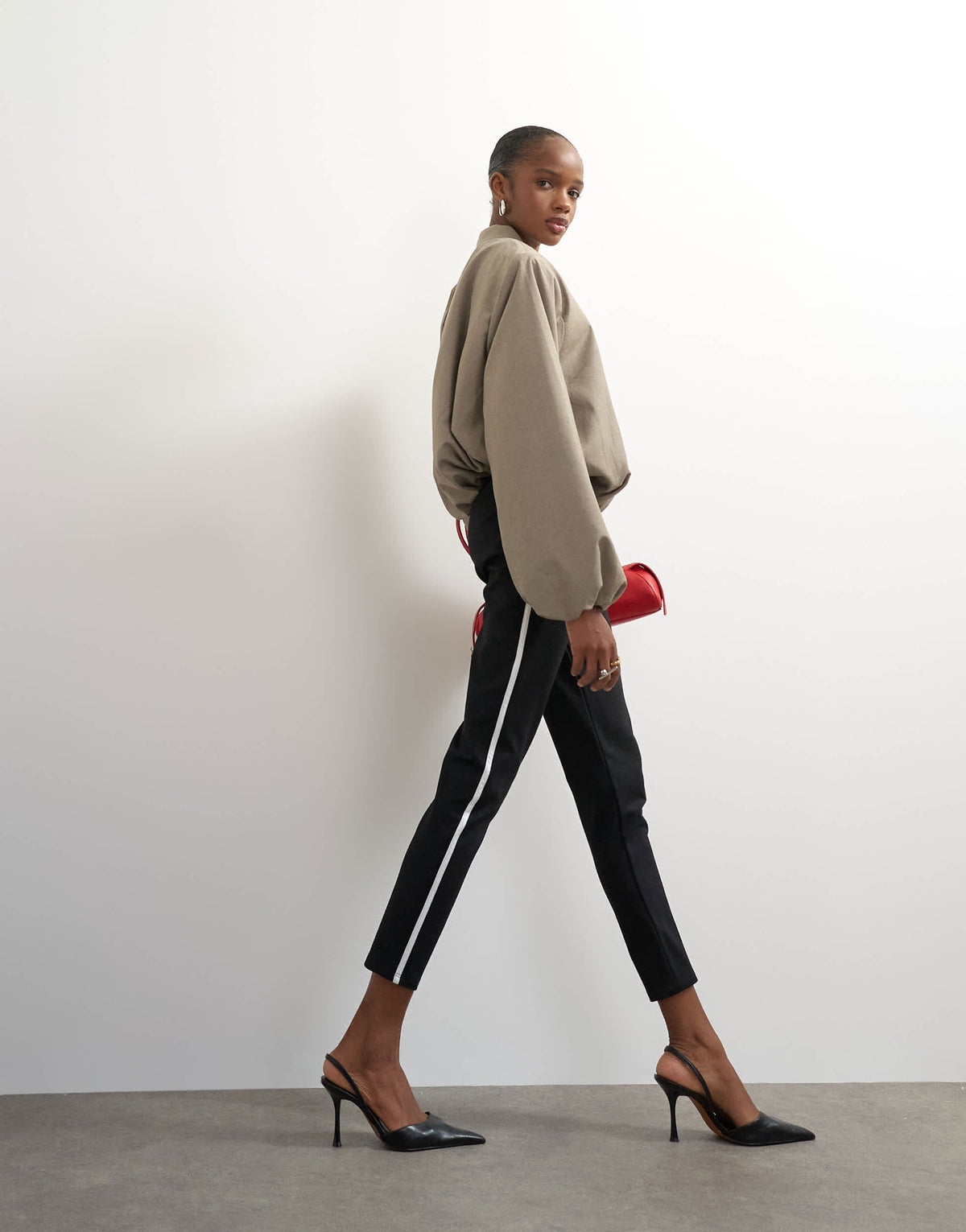 Topshop ponte long piping detail leggings in black