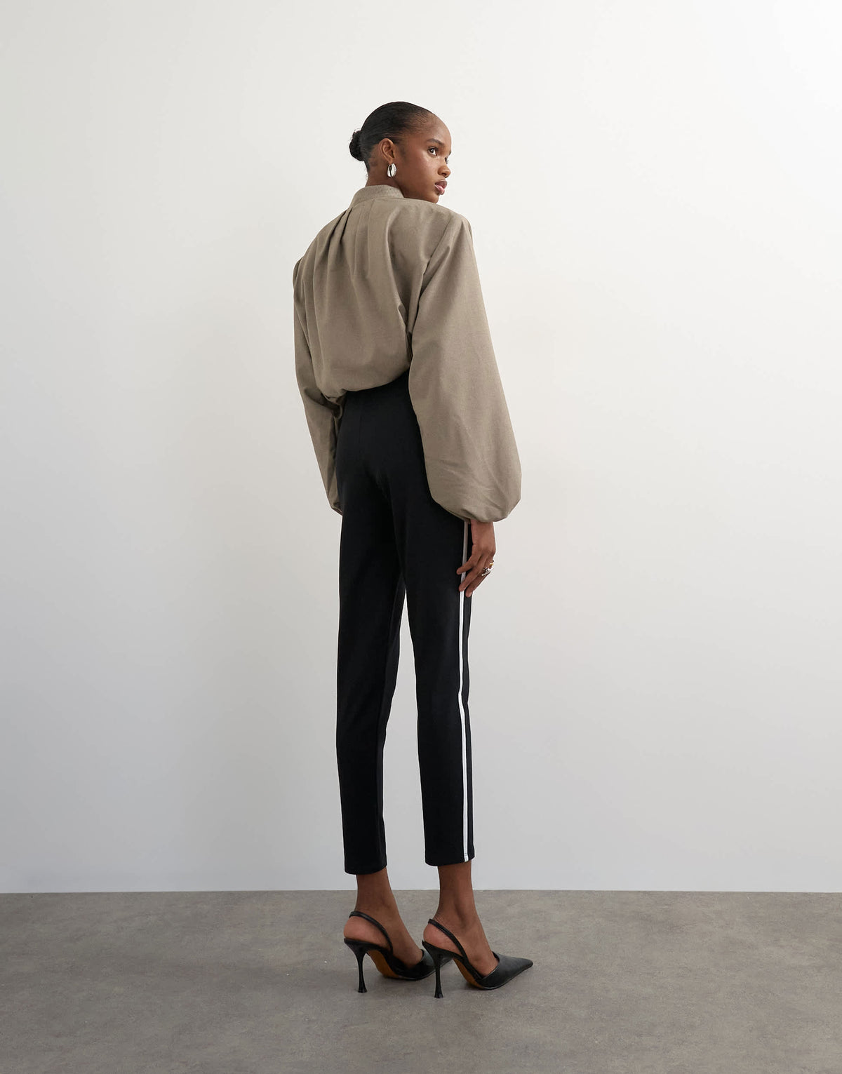 Topshop ponte long piping detail leggings in black