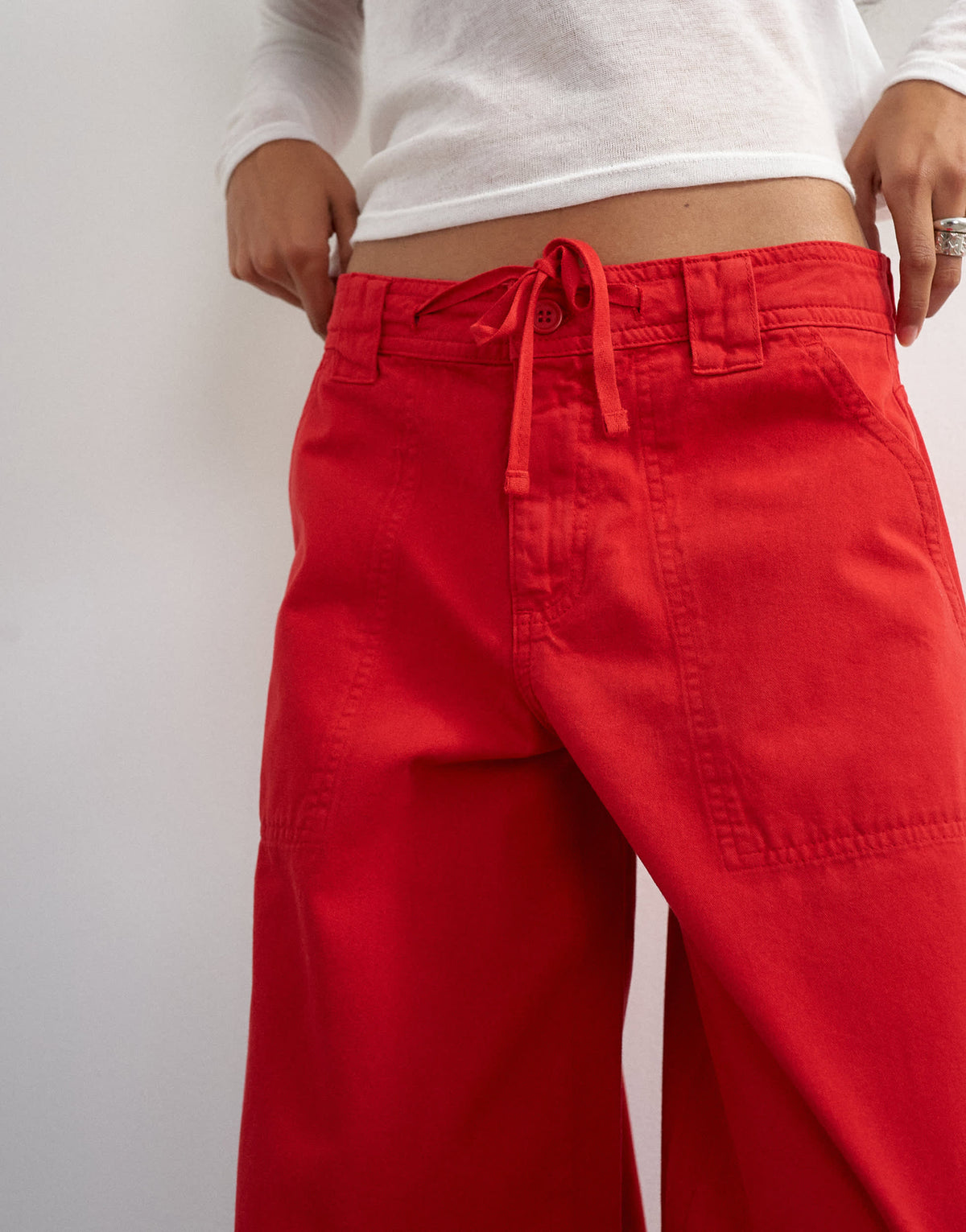 Topshop tie waist cargo trouser in red
