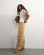 Topshop tie waist cargo trouser in brown