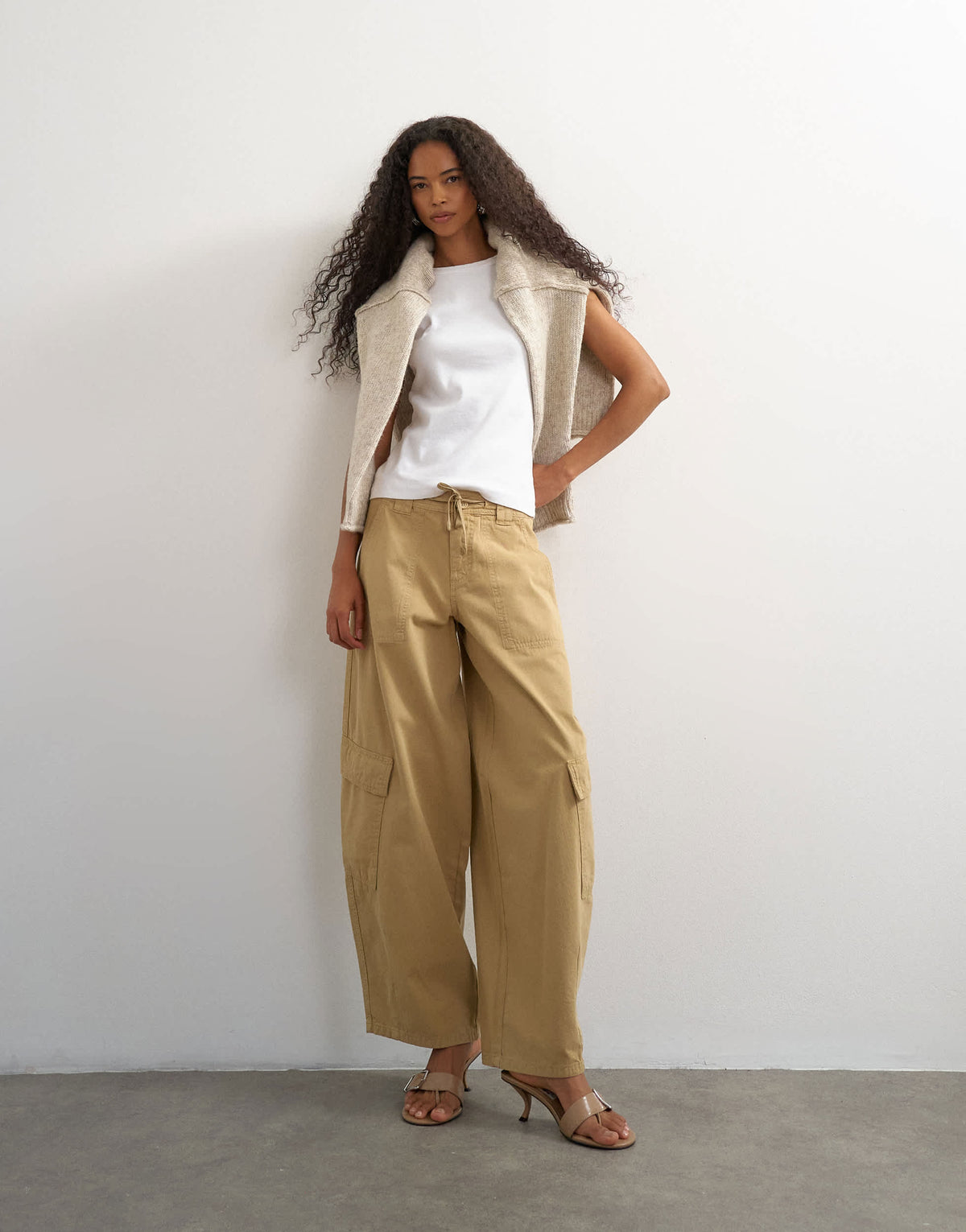 Topshop tie waist cargo trouser in brown