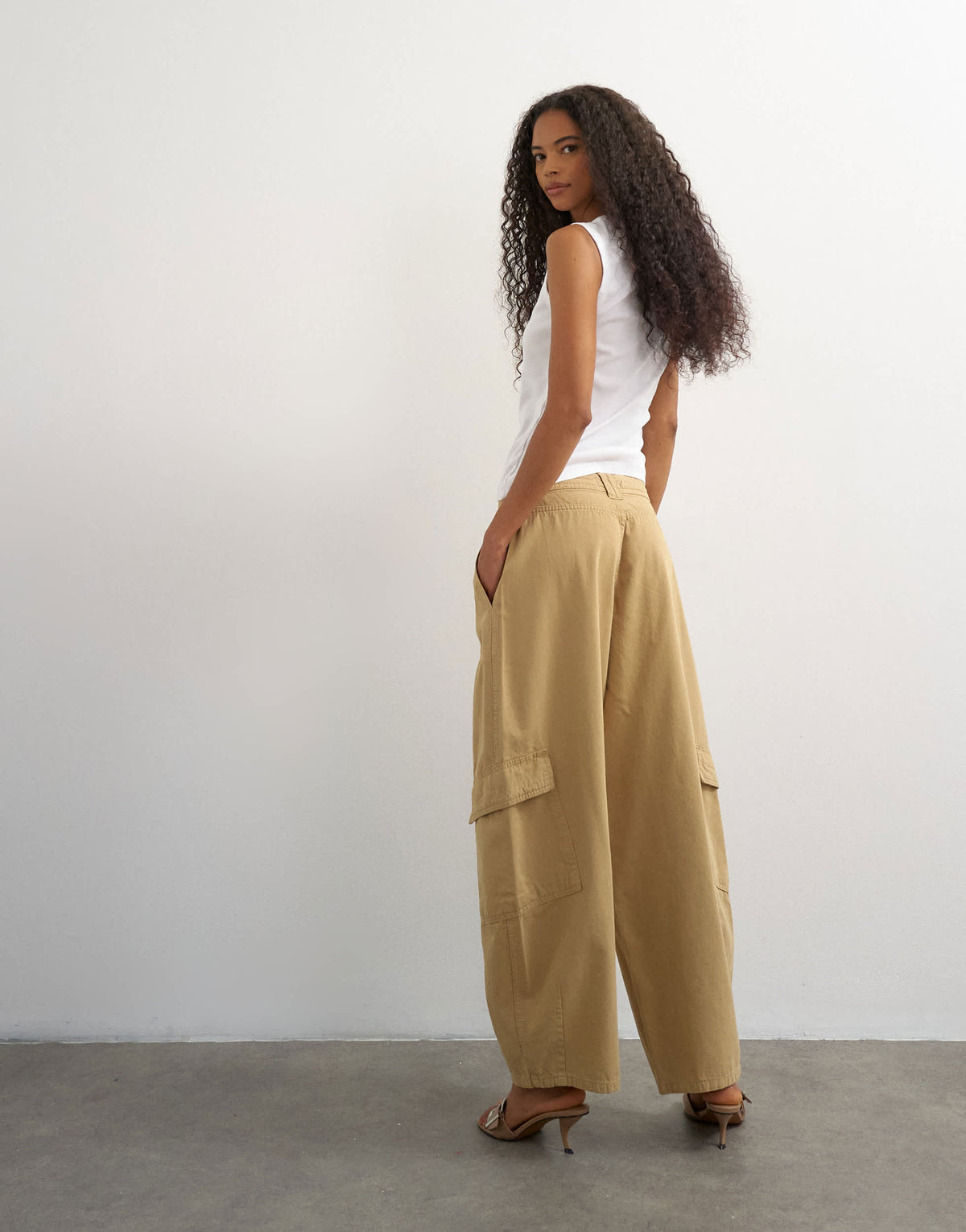 Topshop tie waist cargo trouser in brown