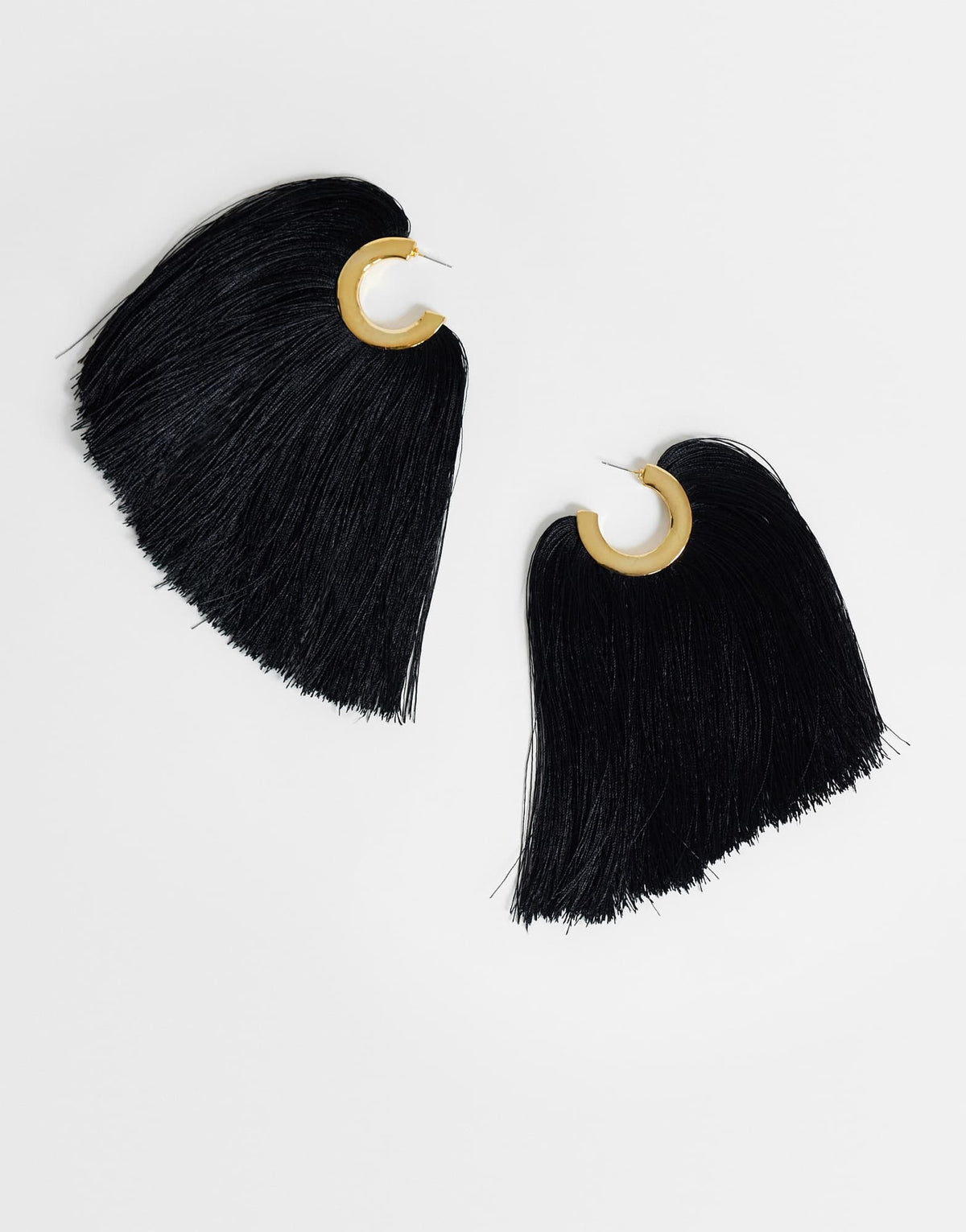 Topshop Franklin hoop tassel earrings in black