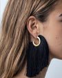 Topshop Franklin hoop tassel earrings in black