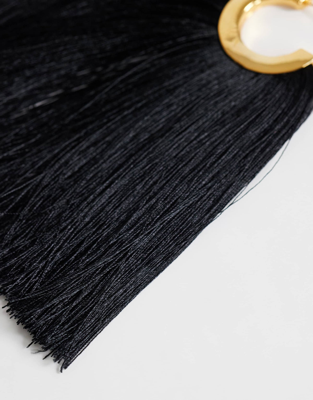 Topshop Franklin hoop tassel earrings in black