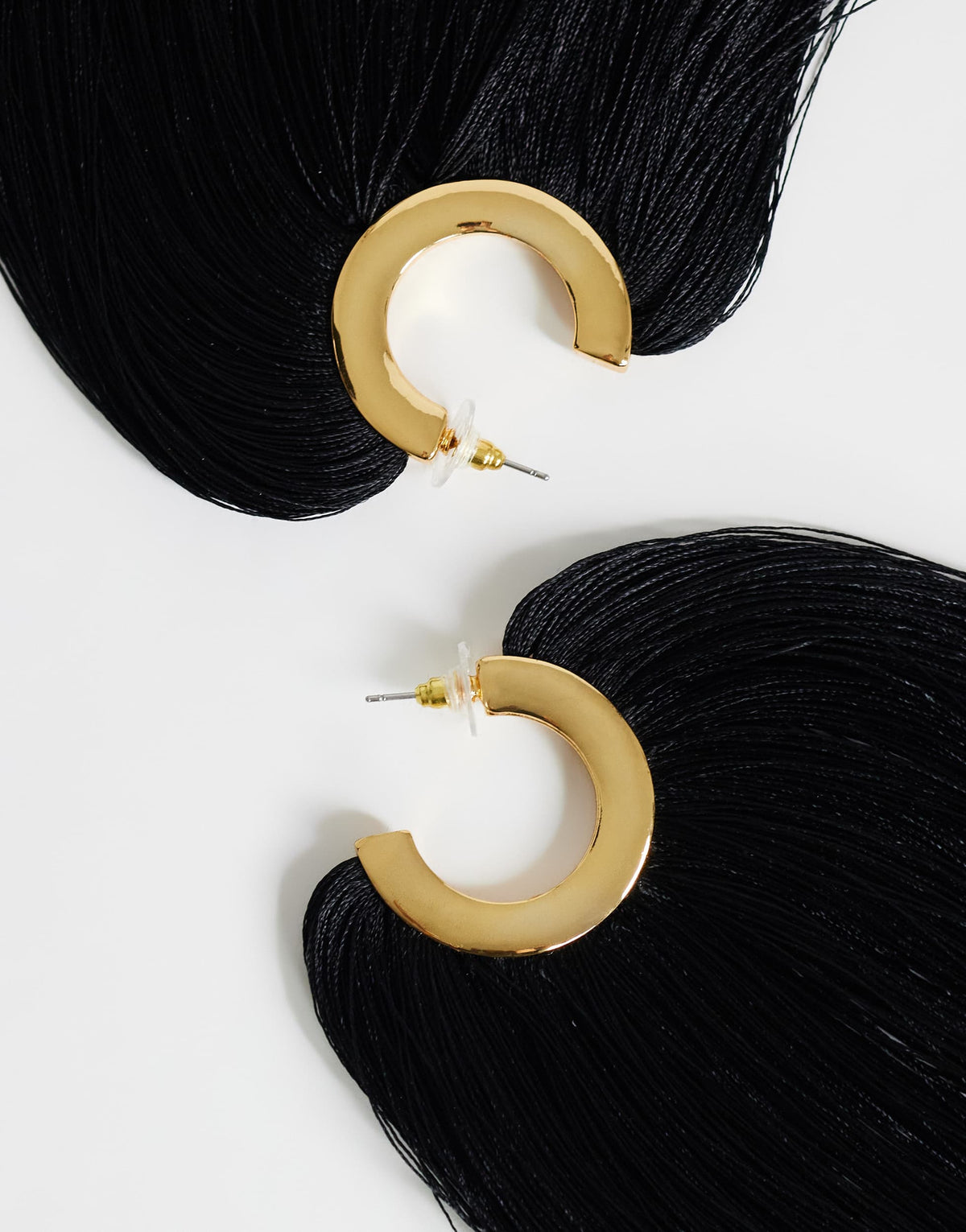 Topshop Franklin hoop tassel earrings in black