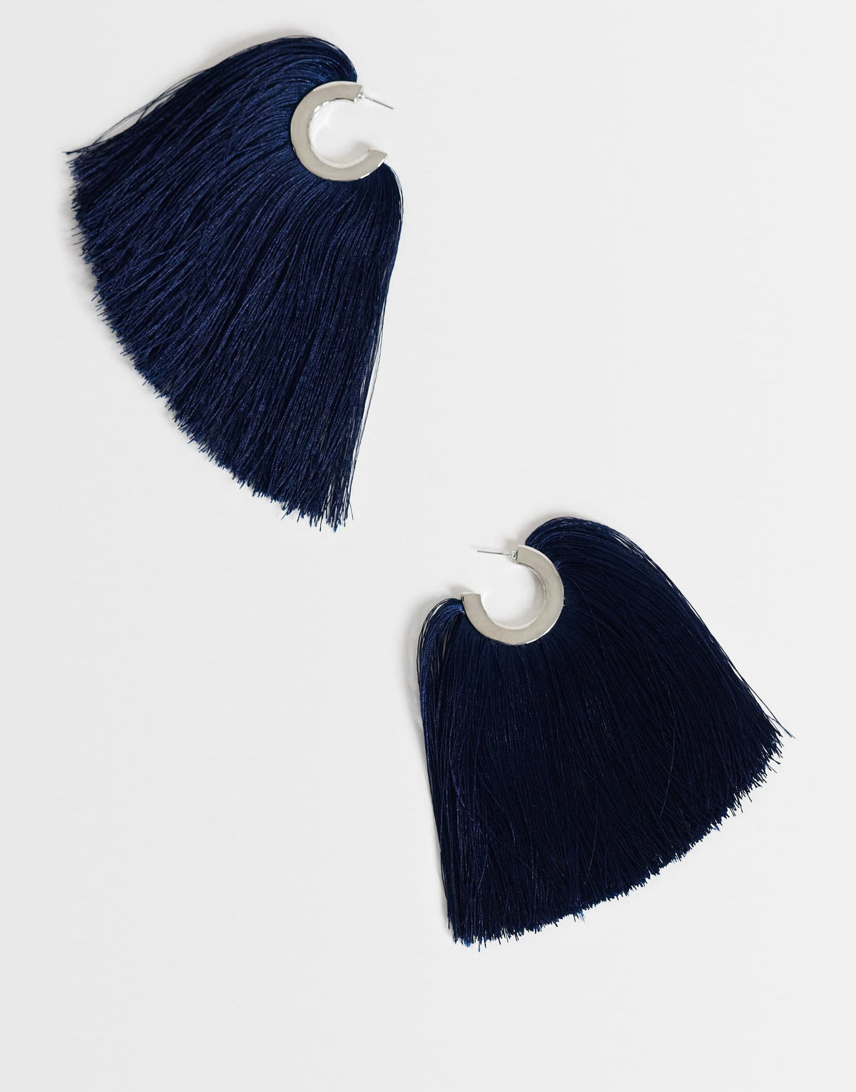 Topshop Franklin hoop tassel earrings in navy