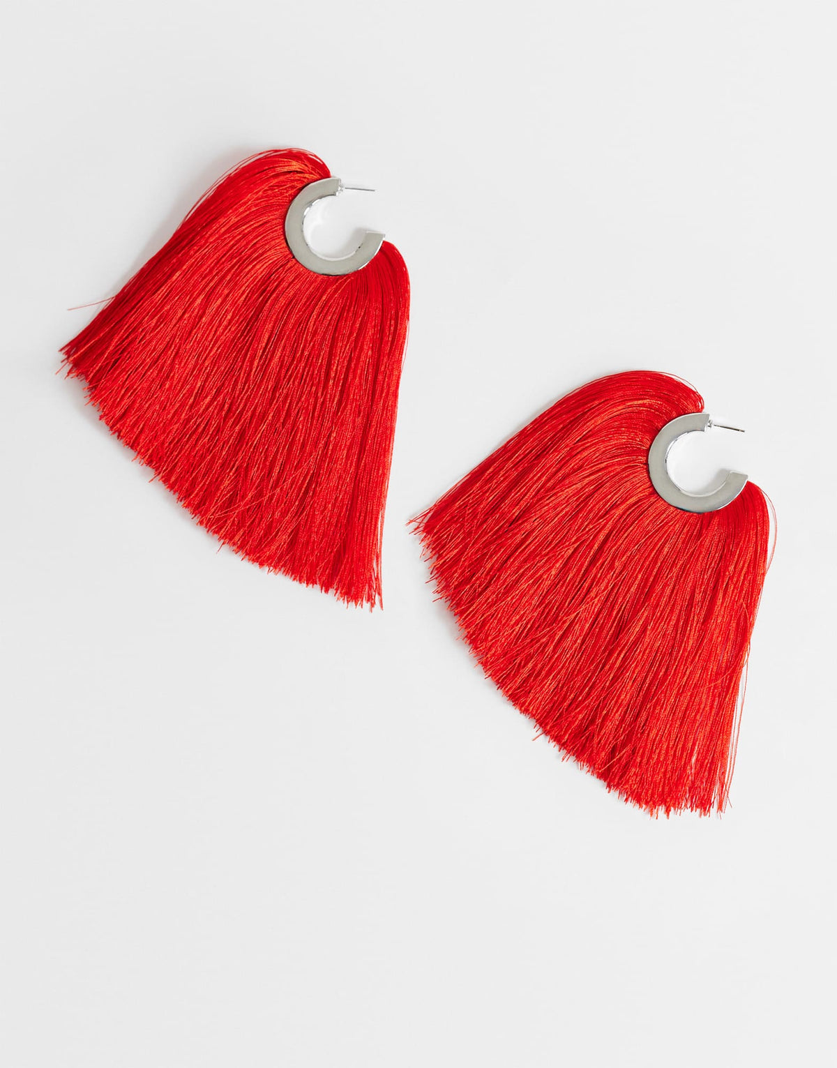 Topshop Franklin hoop tassel earrings in red