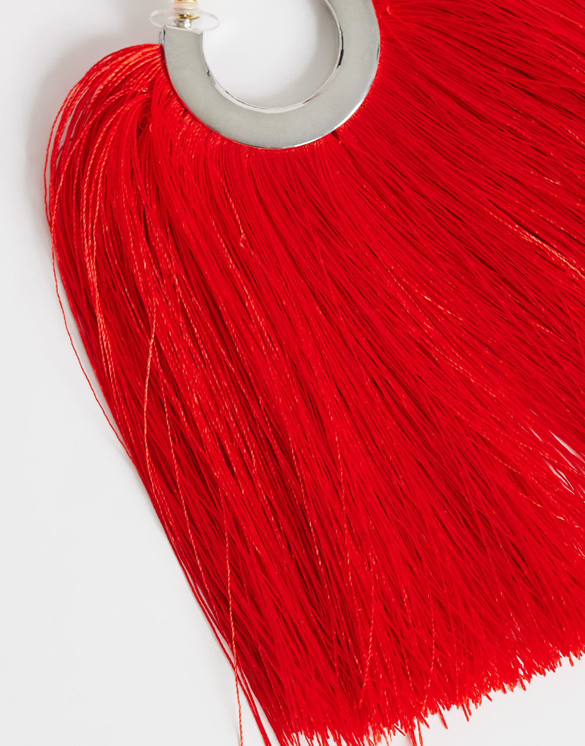 Topshop Franklin hoop tassel earrings in red