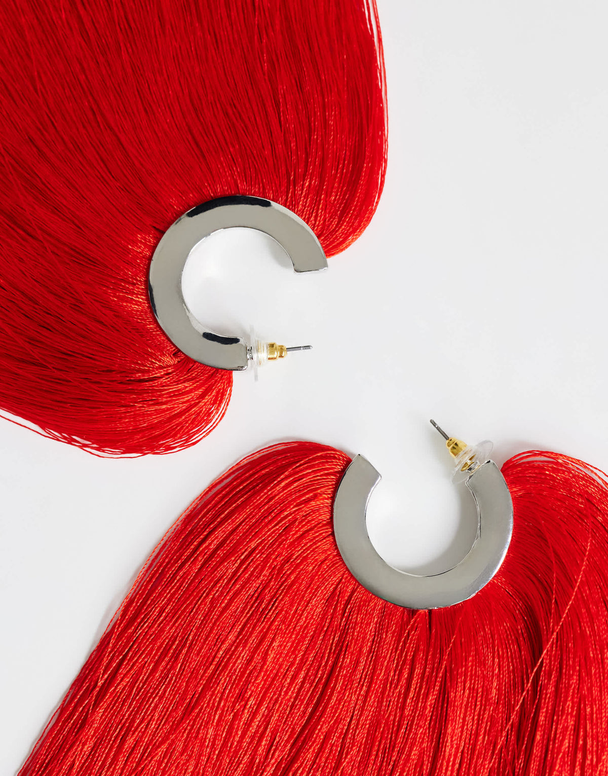 Topshop Franklin hoop tassel earrings in red