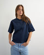 Topshop micro v short sleeve t-shirt in navy