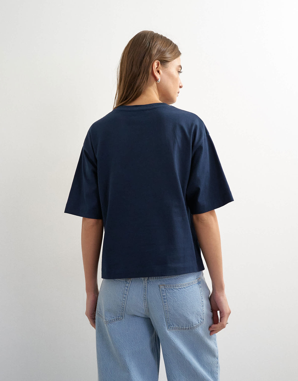 Topshop micro v short sleeve t-shirt in navy