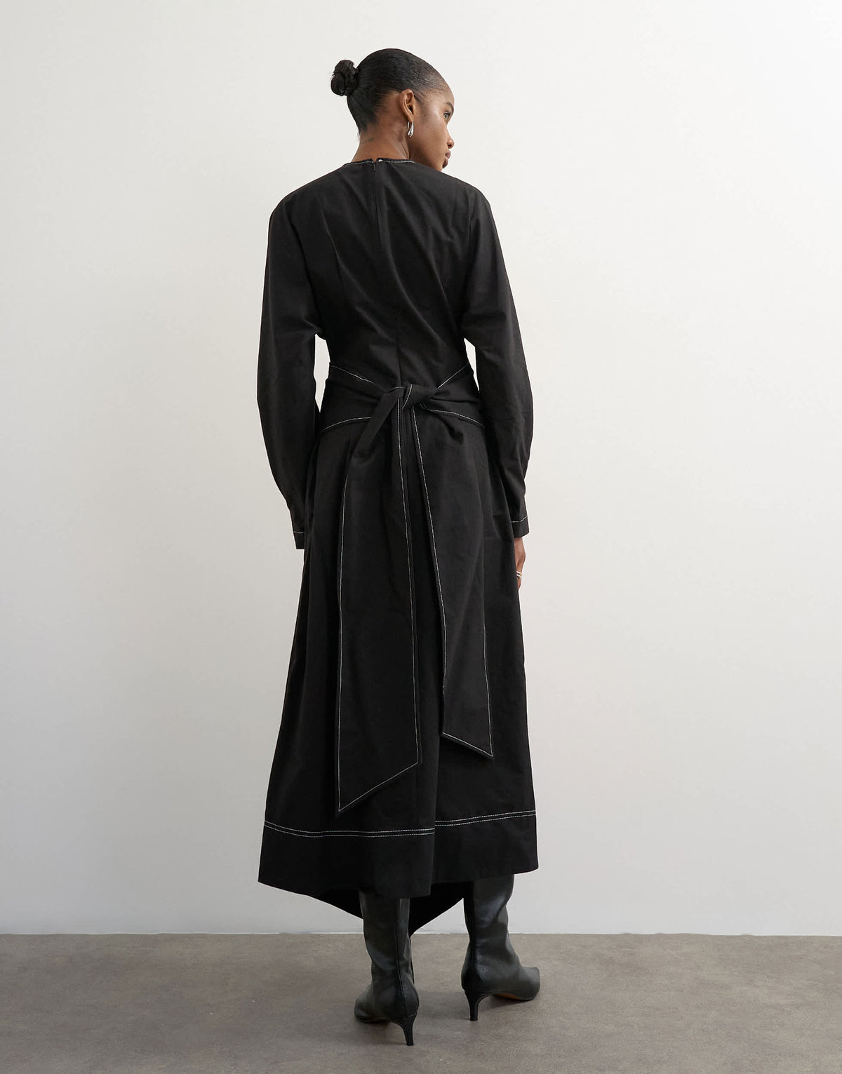 Topshop structured midi dress with tie waist detail and batwing sleeve