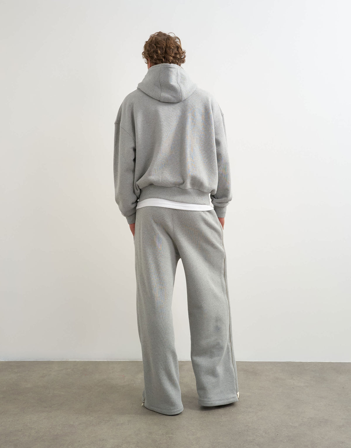 Topman premium wide leg heavyweight full side zip jogger in grey marl