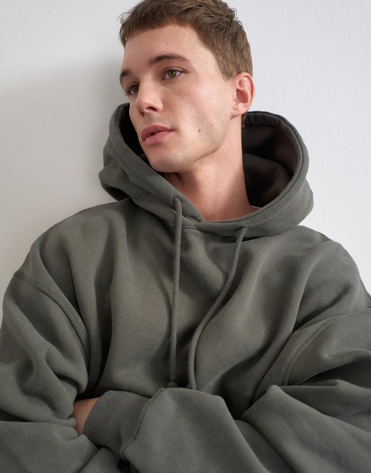 Topman boxy fit distressed hoodie in washed khaki