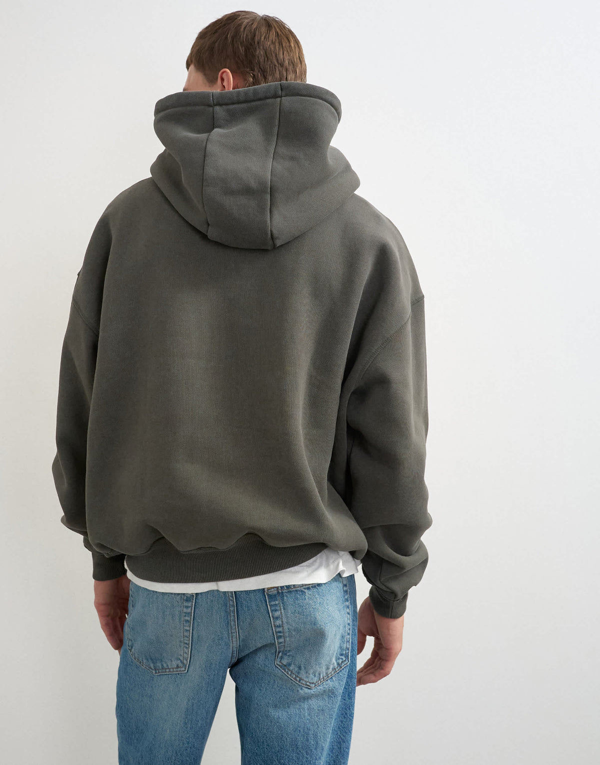 Topman boxy fit distressed hoodie in washed khaki