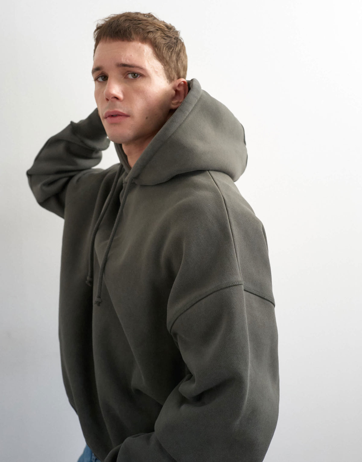 Topman boxy fit distressed hoodie in washed khaki