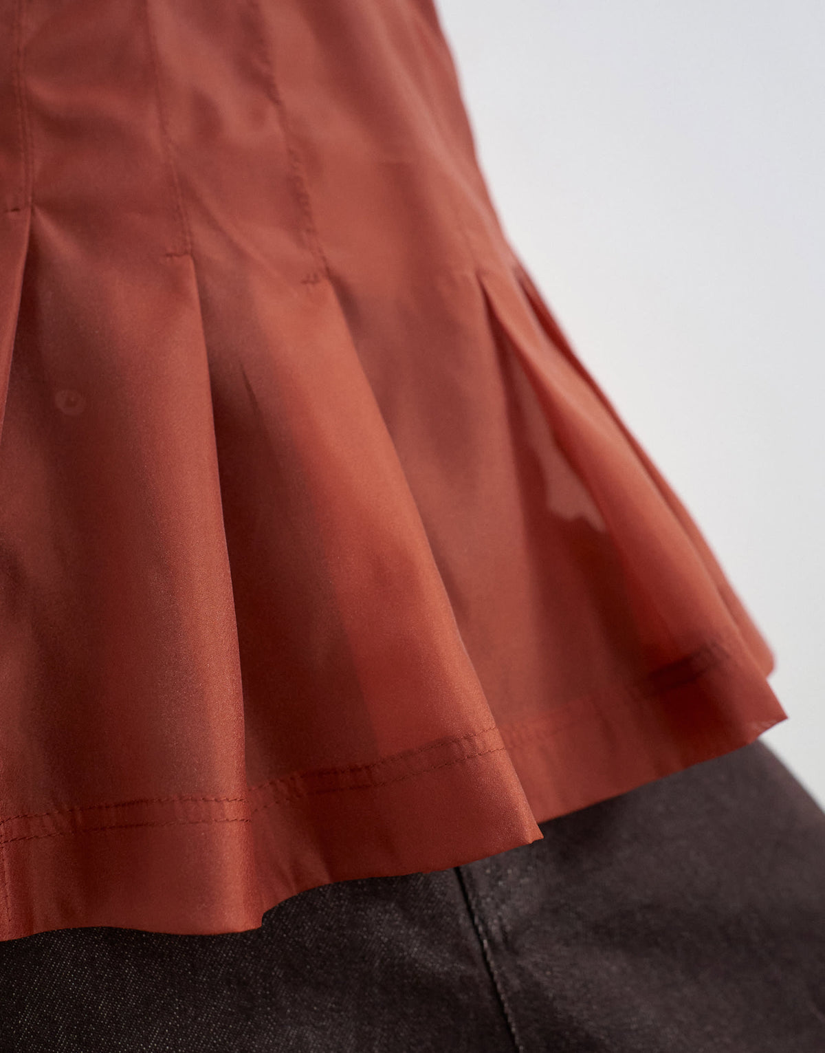 Topshop organza sheer sleeveless pintuck cami in rust