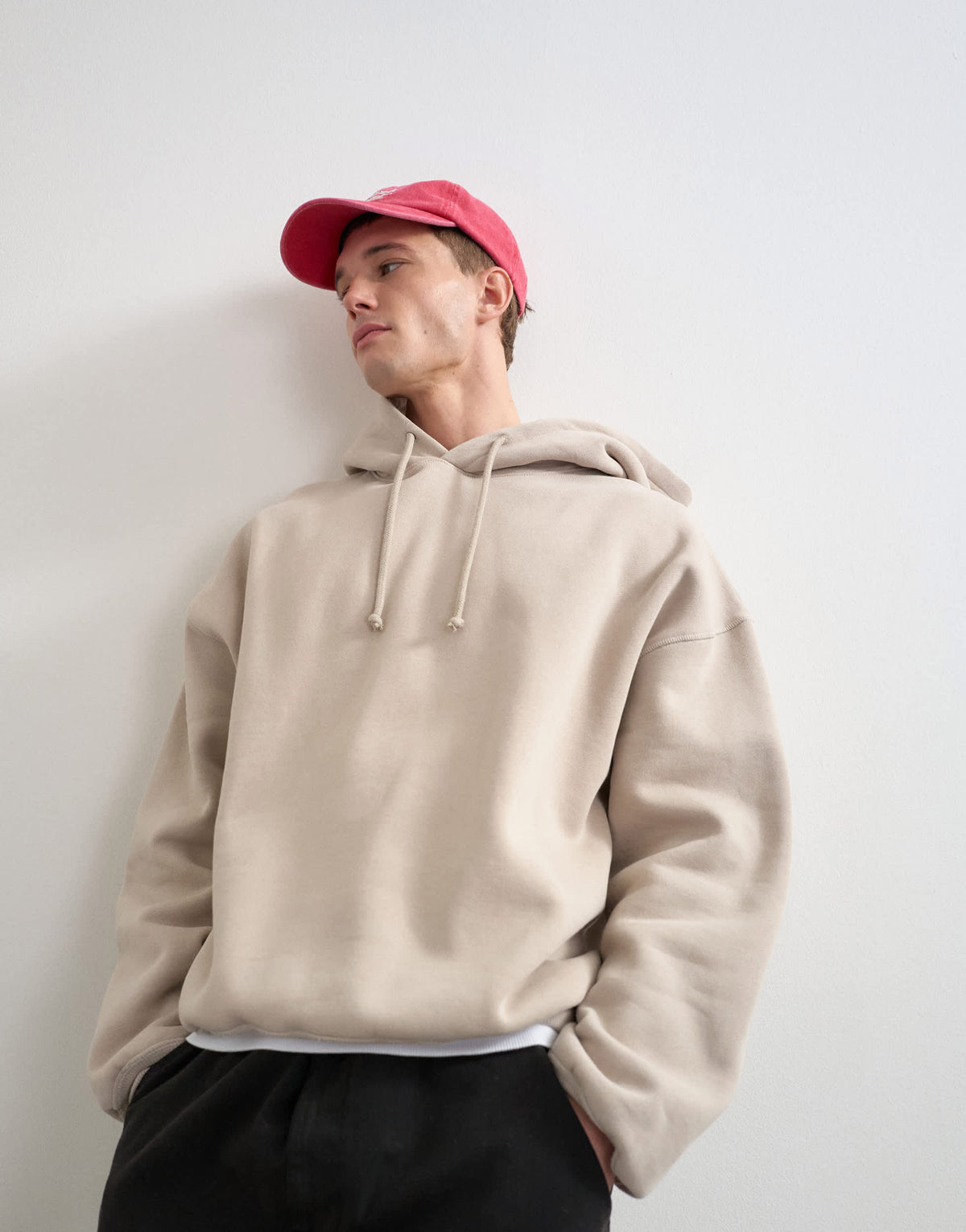 Topman boxy fit distressed hoodie in washed stone