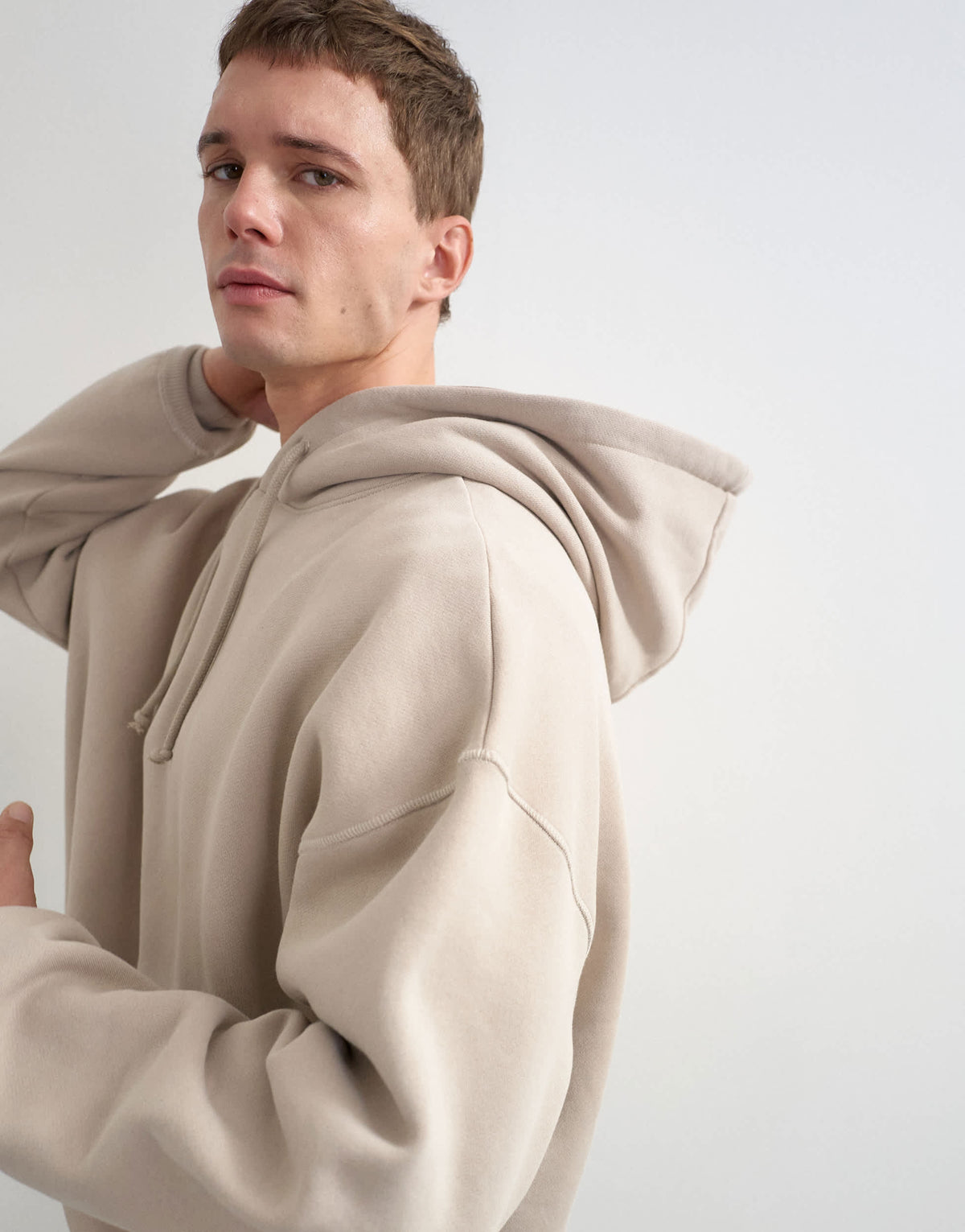 Topman boxy fit distressed hoodie in washed stone