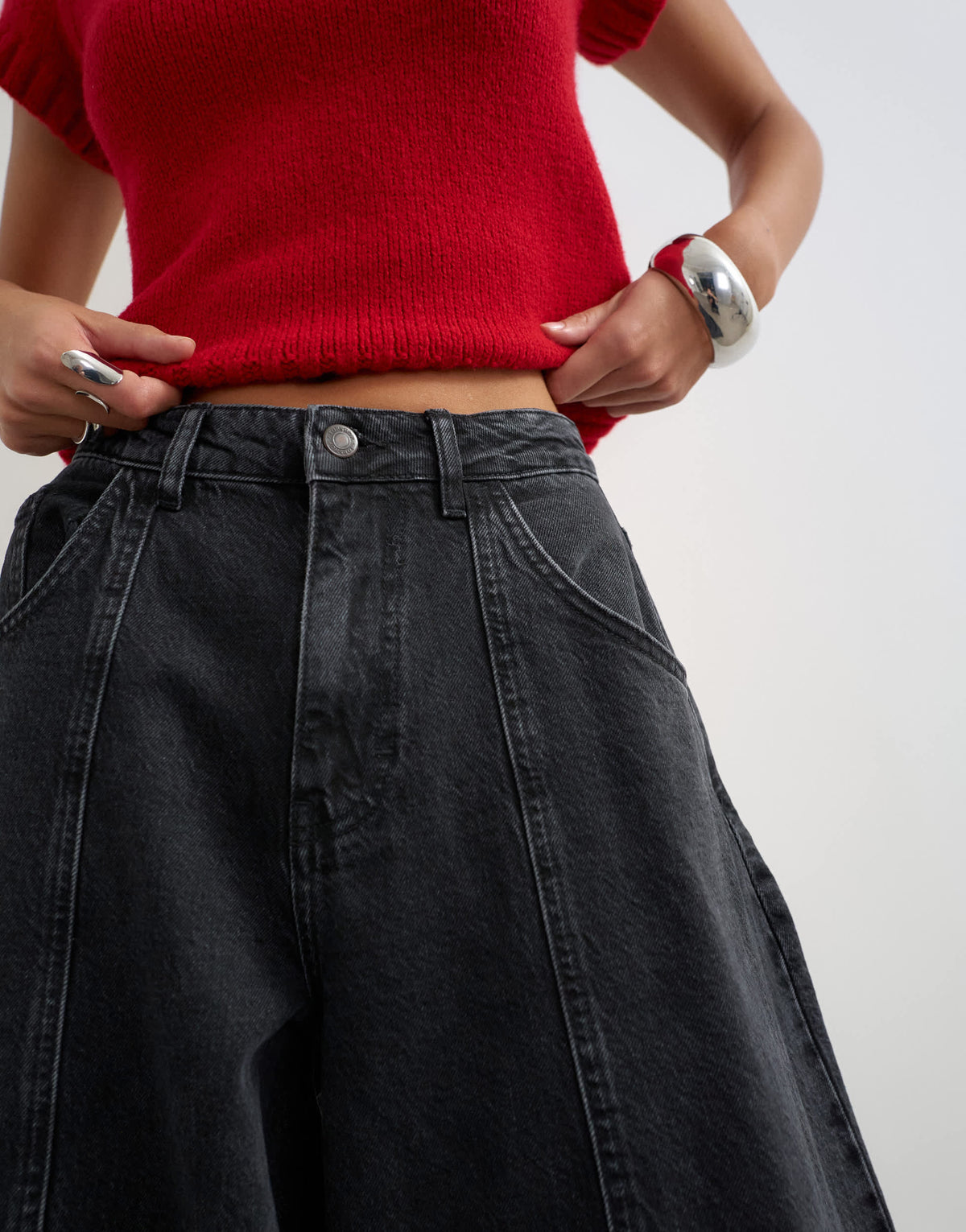 Topshop Harper baggy barrel jean in washed black