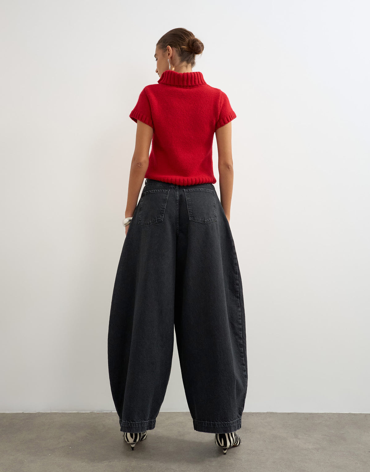 Topshop Harper baggy barrel jean in washed black