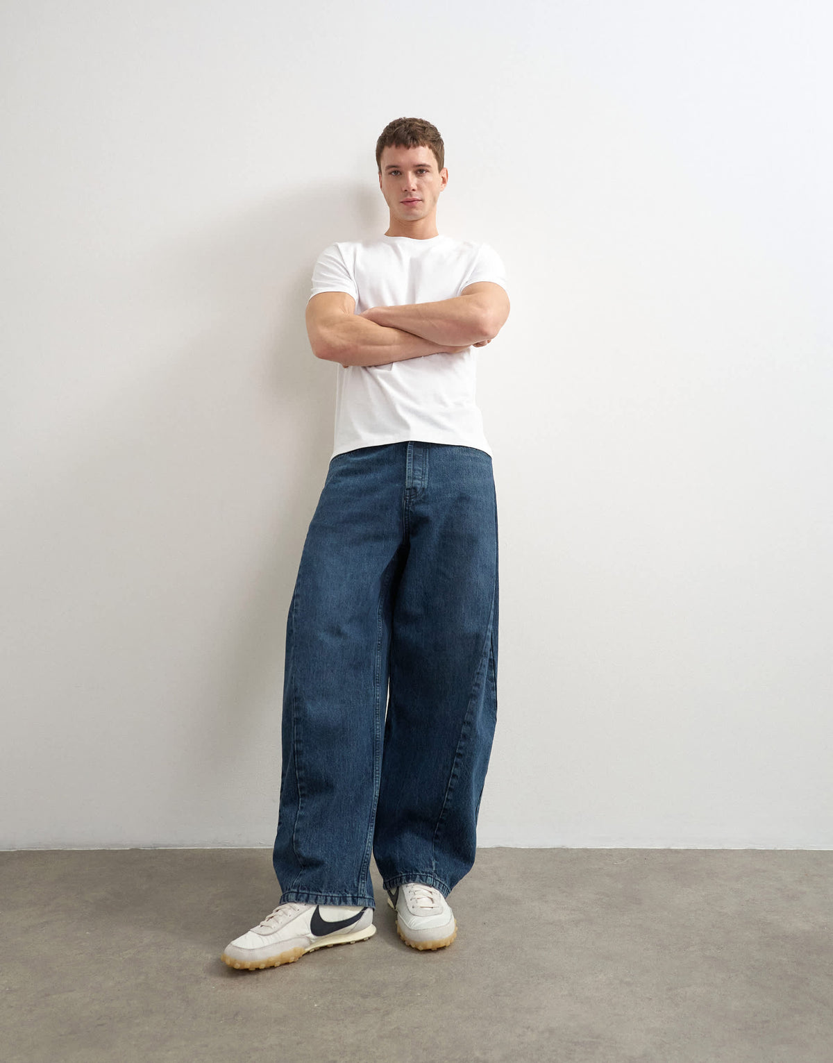 Topman rigid barrel fit jean in ink wash blue