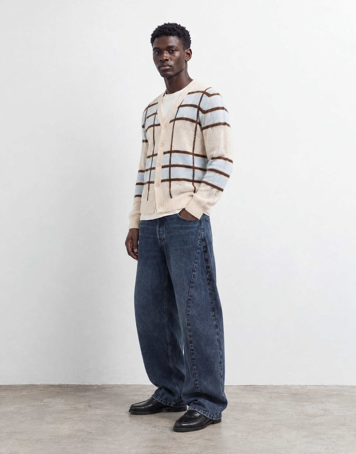 Topman rigid barrel fit jean in ink wash blue