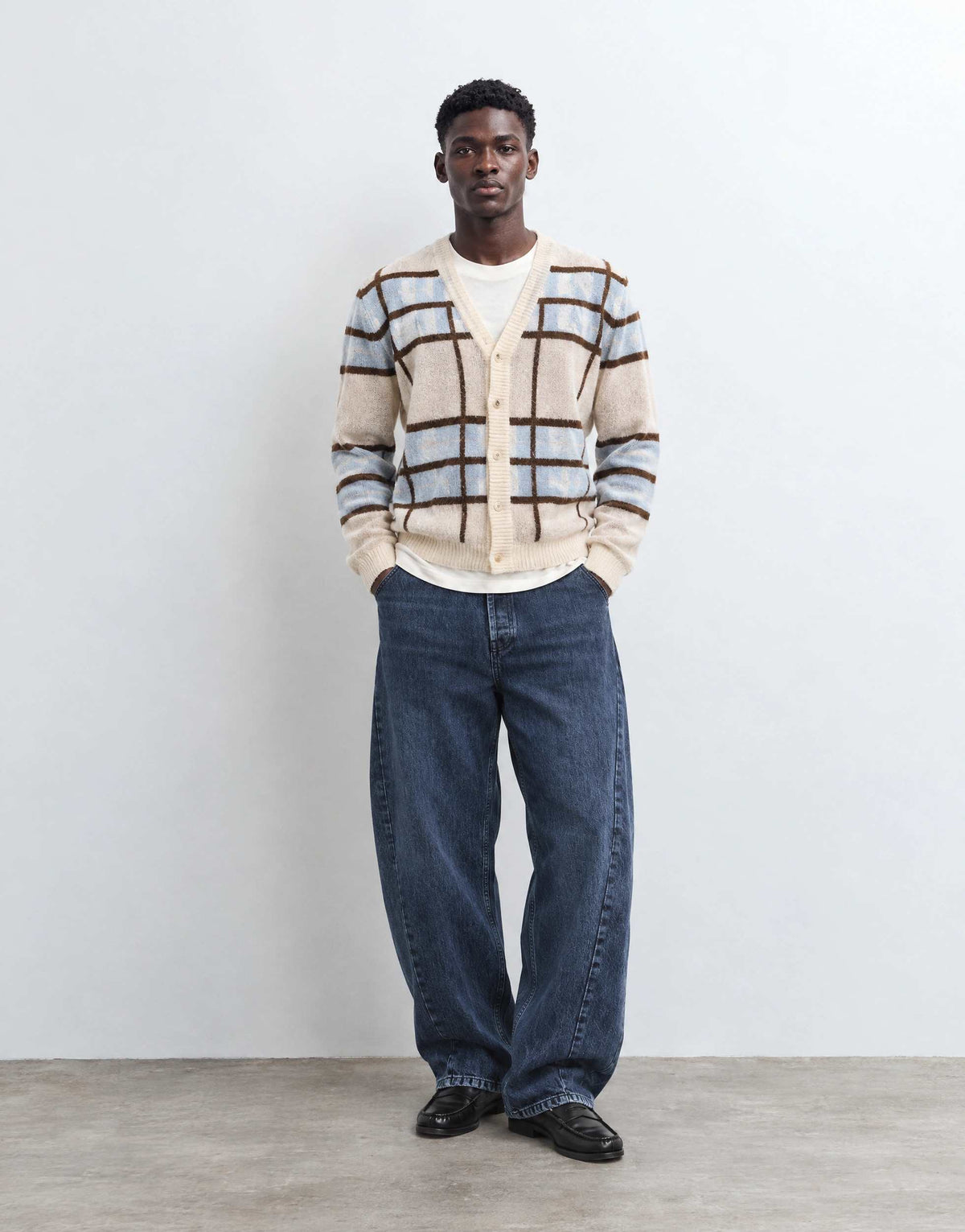 Topman rigid barrel fit jean in ink wash blue