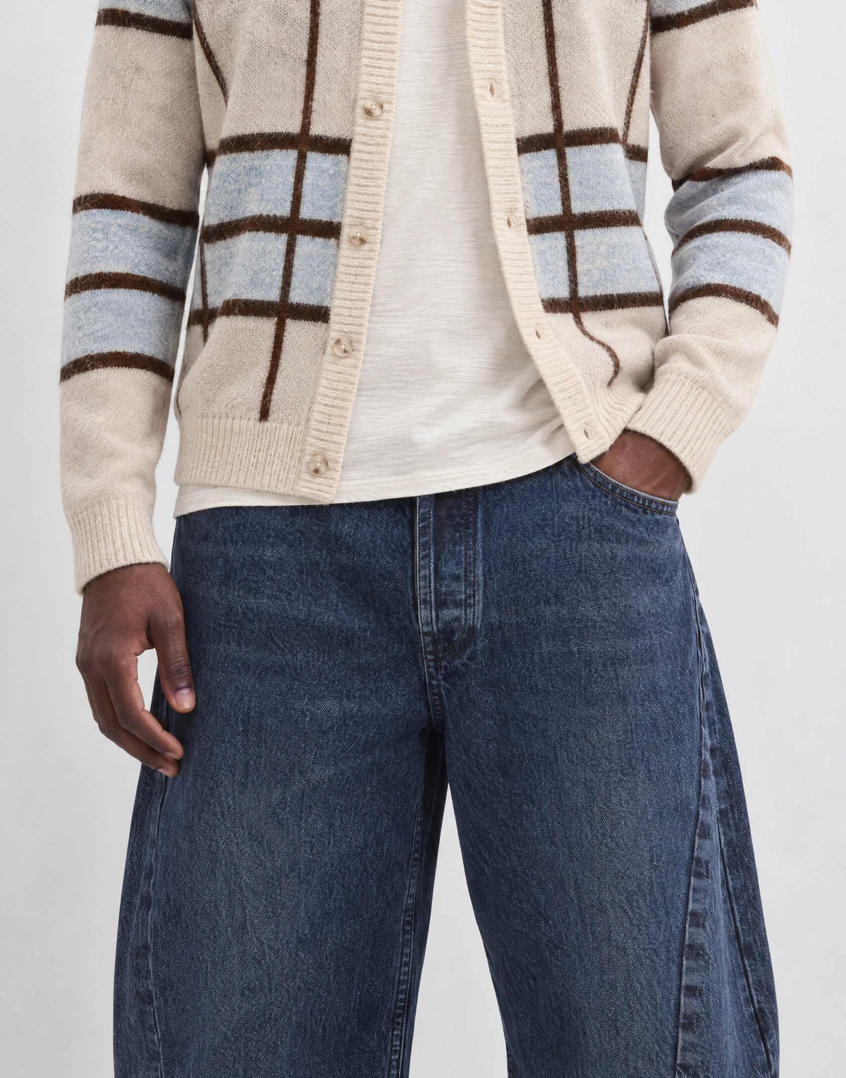 Topman rigid barrel fit jean in ink wash blue