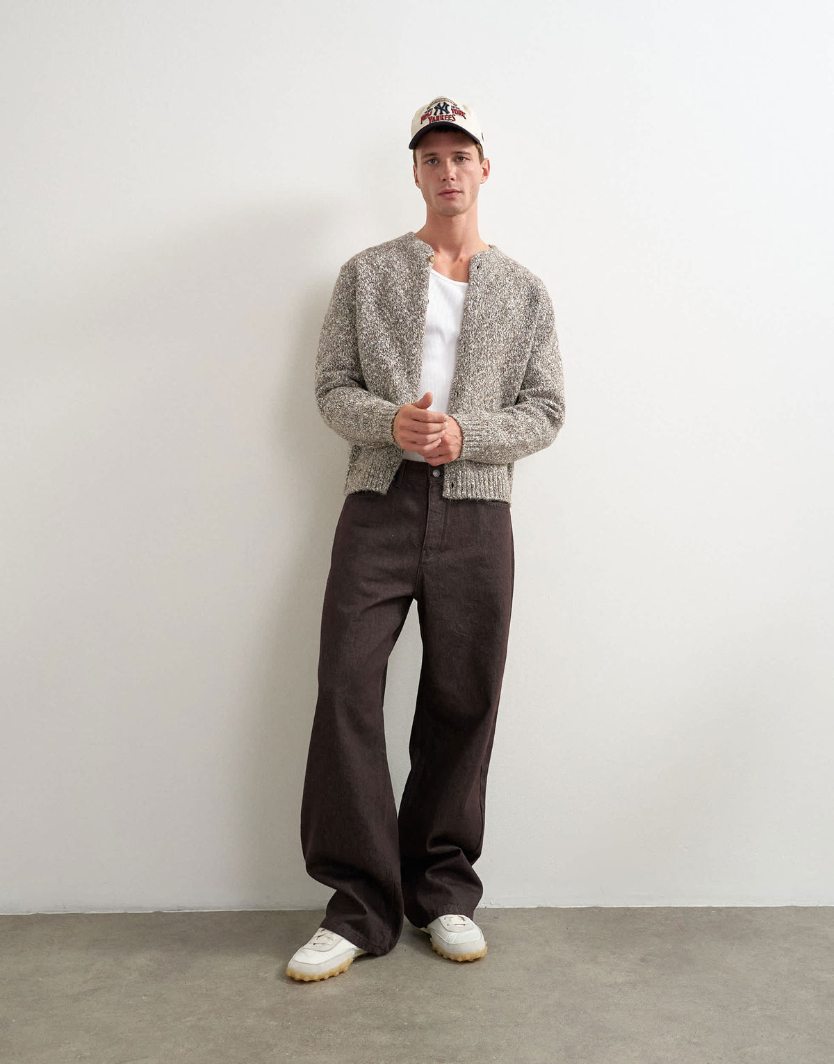 Topman rigid baggy fit jean in raw brown