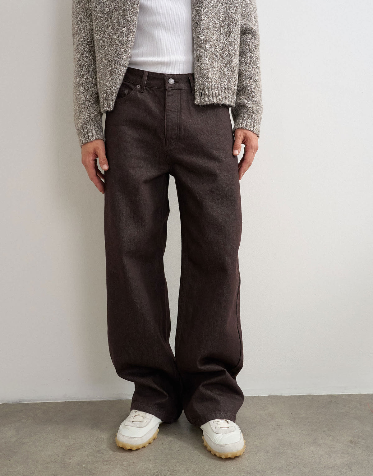 Topman rigid baggy fit jean in raw brown