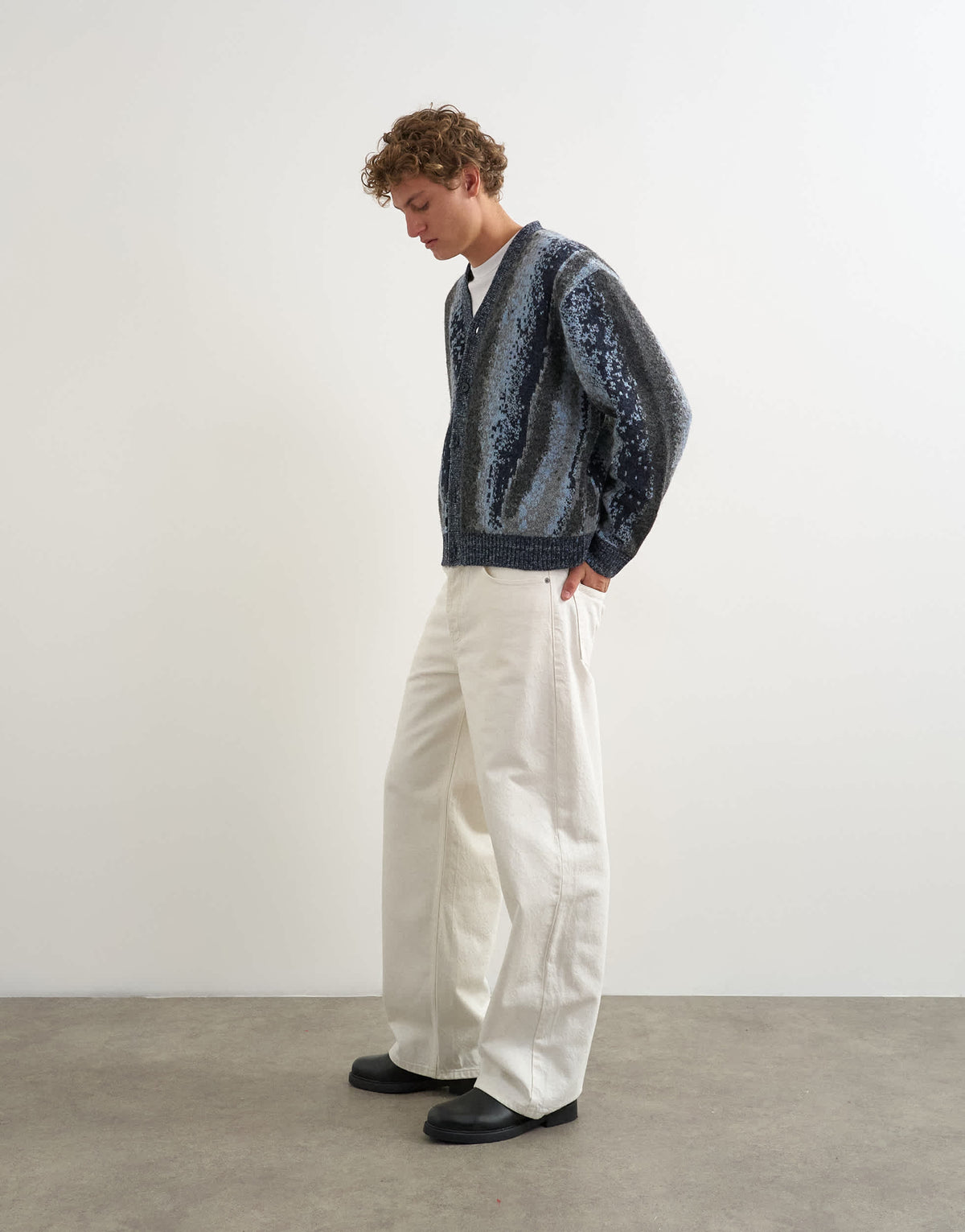 Topman rigid baggy fit jean in white