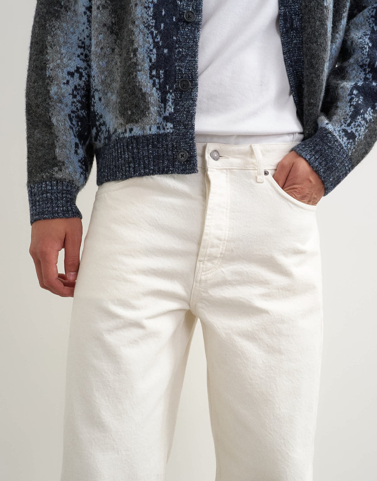Topman rigid baggy fit jean in white