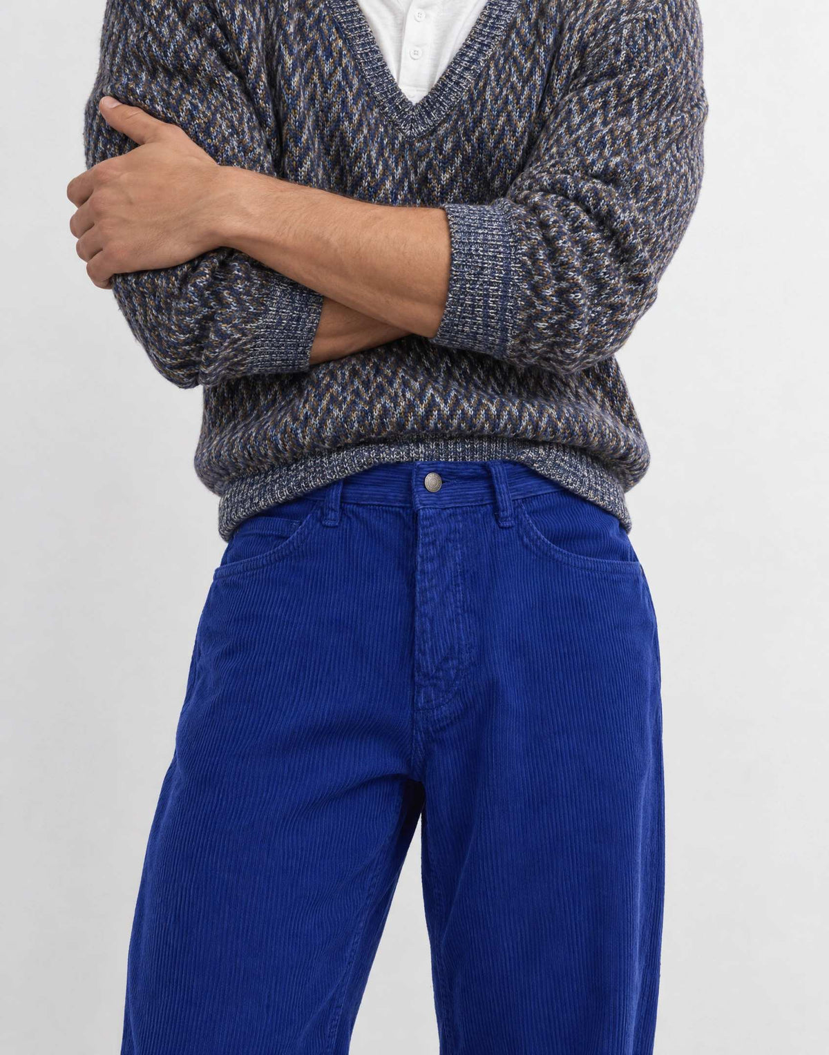 Topman baggy fit cord trouser in cobalt blue