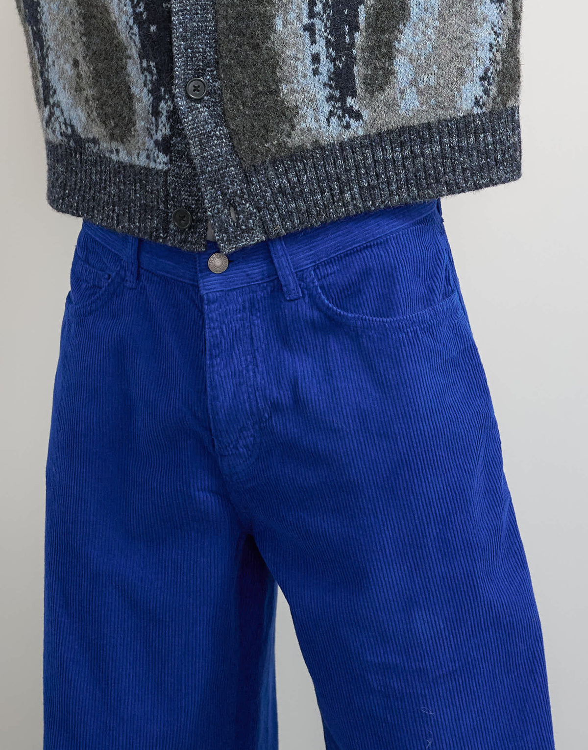 Topman baggy fit cord trouser in cobalt blue