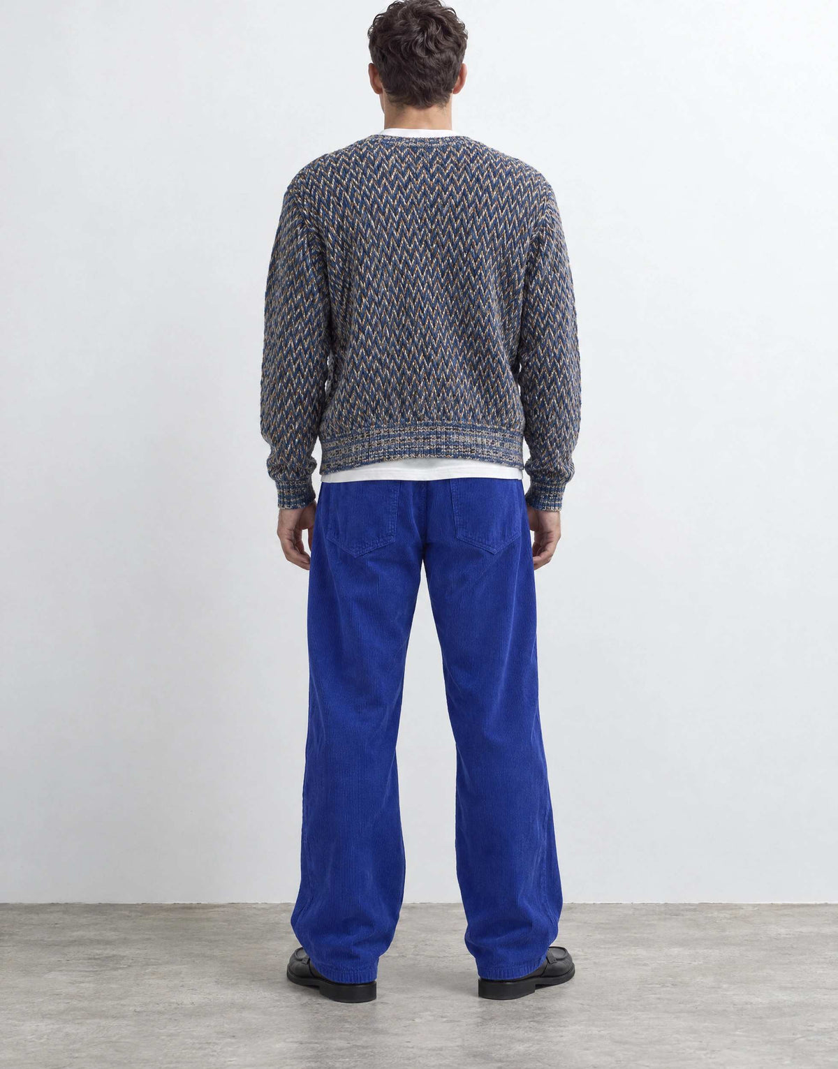 Topman baggy fit cord trouser in cobalt blue